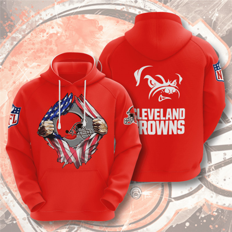 Men's Cleveland Browns Orange NFL 3D Trending T-Shirt Hoodie